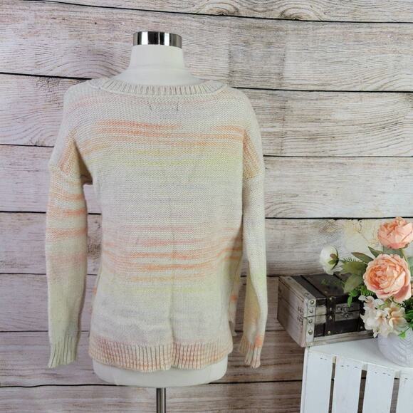 American Eagle Women's Rainbow Sherbet Cable Knit Sweater Cream Size Extra Small - Picture 4 of 6